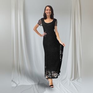*Vintage 90s Black Lace Maxi Dress*